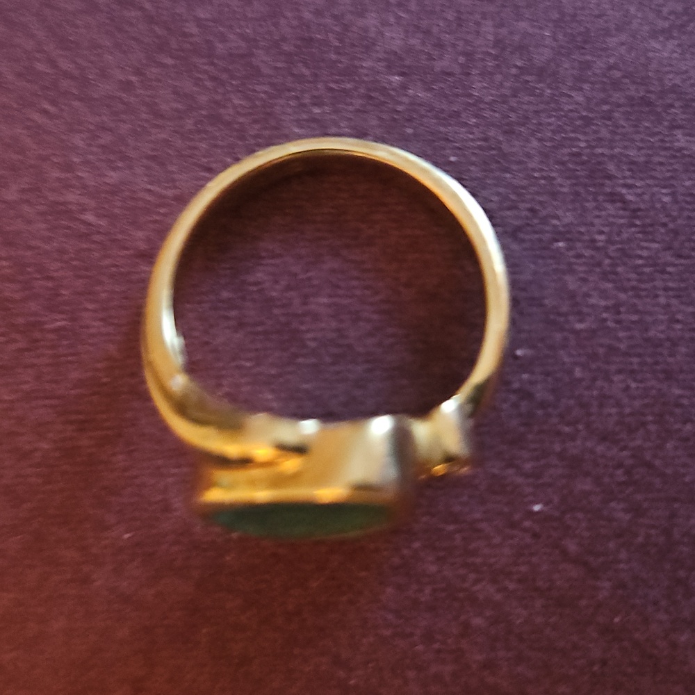 Black Australian opal 10 Kt Yellow Gold - Picture 4 of 9